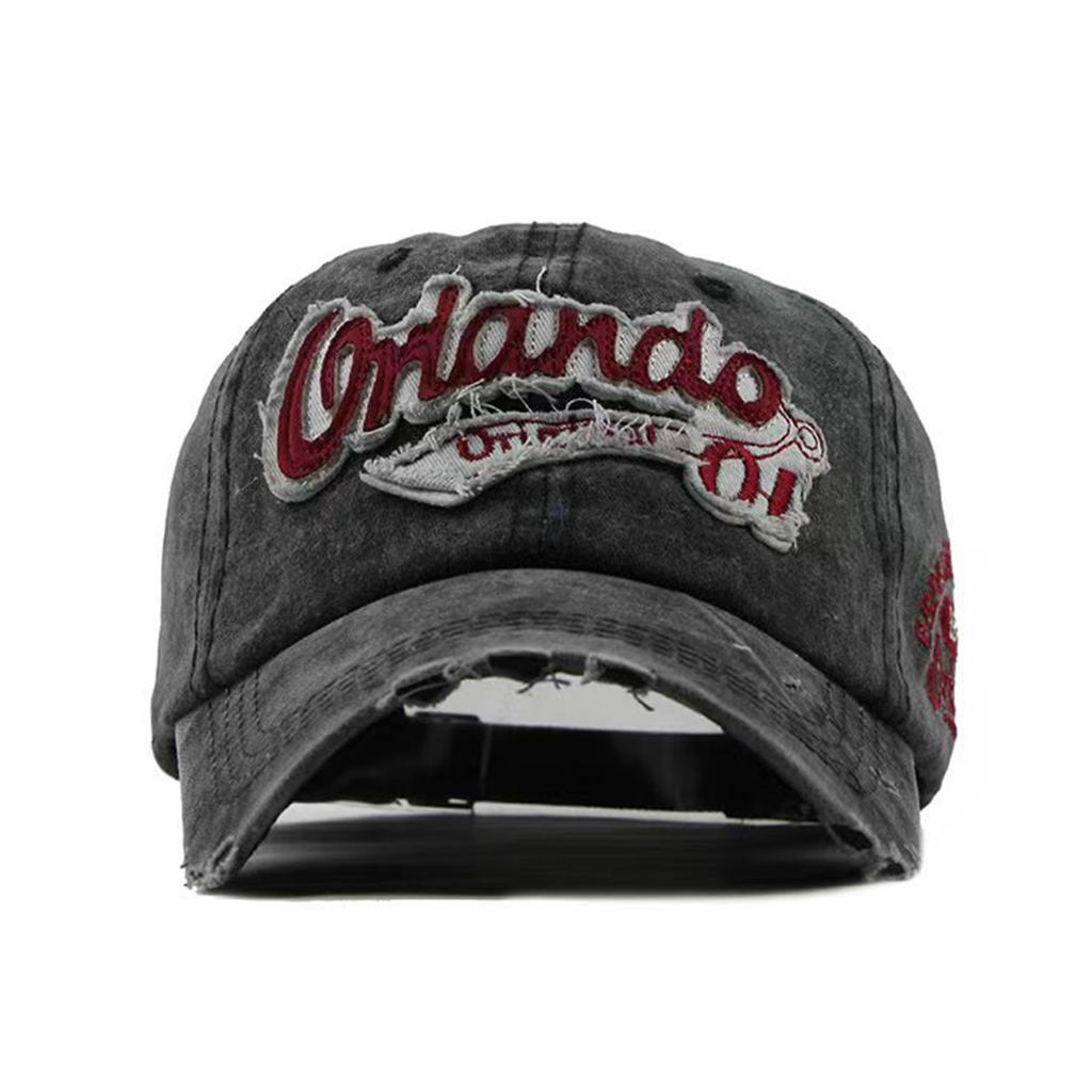 Unisex Orlando 01 Letter Embroidery Wash Baseball Caps Spring and Autumn Outdoor Adjustable Casual Hats Sunscreen Hat