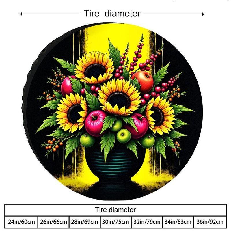 Sunflower Fruits Art Spare Tire Cover Durable Polyester Trailer SUV Protection Accessory