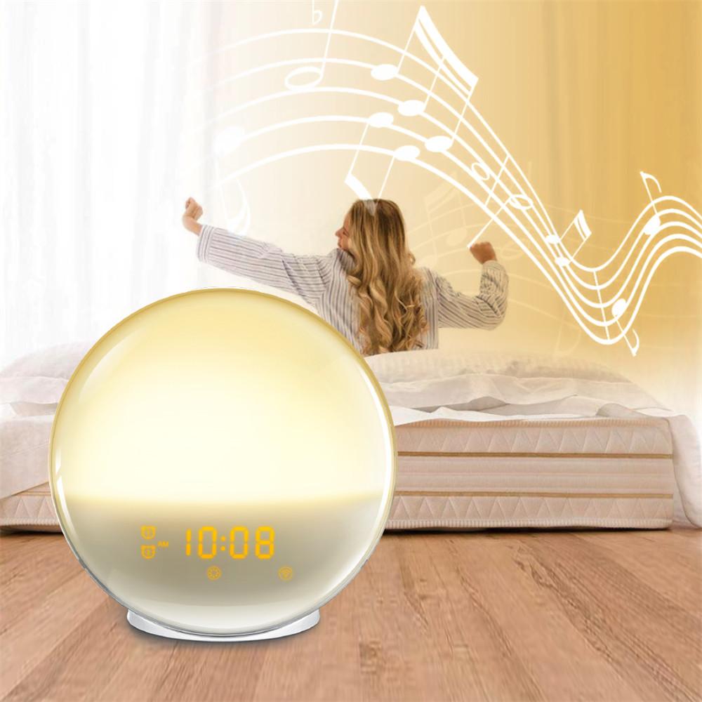 Multifunctional Sunrise Alarm Clock Wake Up Light 7 Sounds FM Radio Sleep Aid