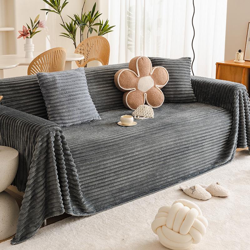 Winter Sofa Towel New Thickened Fleece Sofa Cover Cloth Internet Celebrity Sofa Cover Cream Wind Sofa Cover