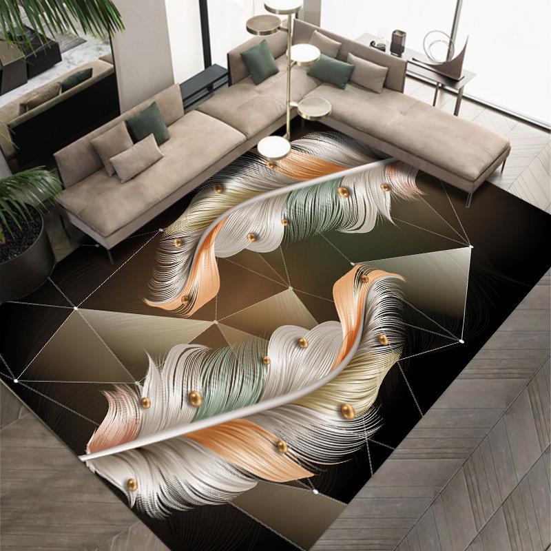 3D современный простой ковер с принтом из перьев для гостиной, полный коврик для спальни, одеяло для кровати, учебный стол и коврик для стула