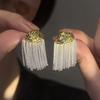 Серьги с бахромой из металлического блока с серебряной иглой, персонализированные универсальные серьги с характером, серьги.