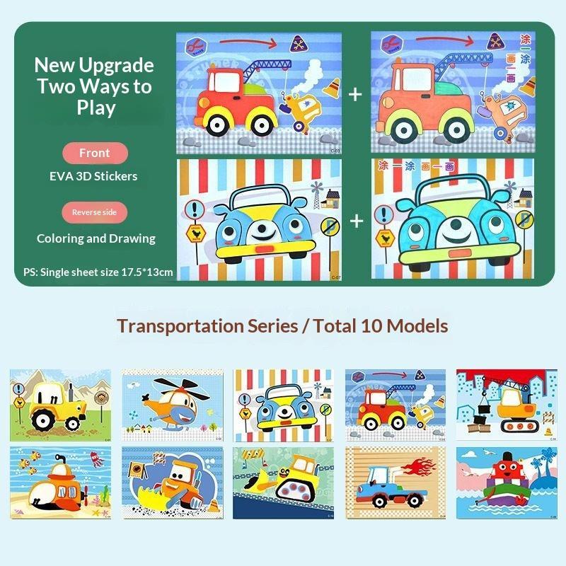 3D EVA Foam Sticker Puzzle Set 10Pcs DIY Cartoon Animal Craft Educational Toys for Toddlers Home School Art Games