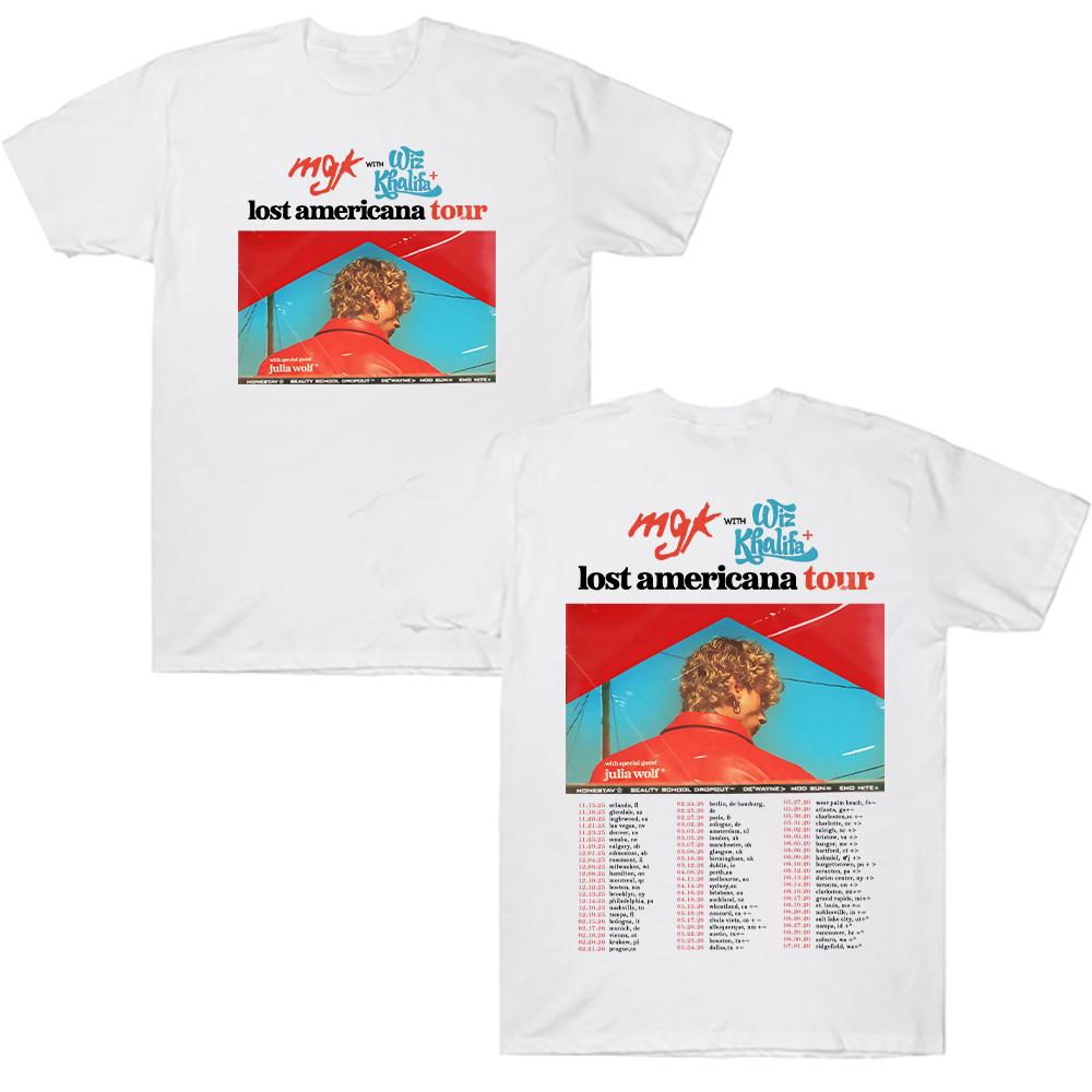 Rapper MGK Lost Tour 2026 T Shirts Unisex Round Neck Cotton Clothes Unisex New Short Sleeve Tees Summer Breathable Streetwear