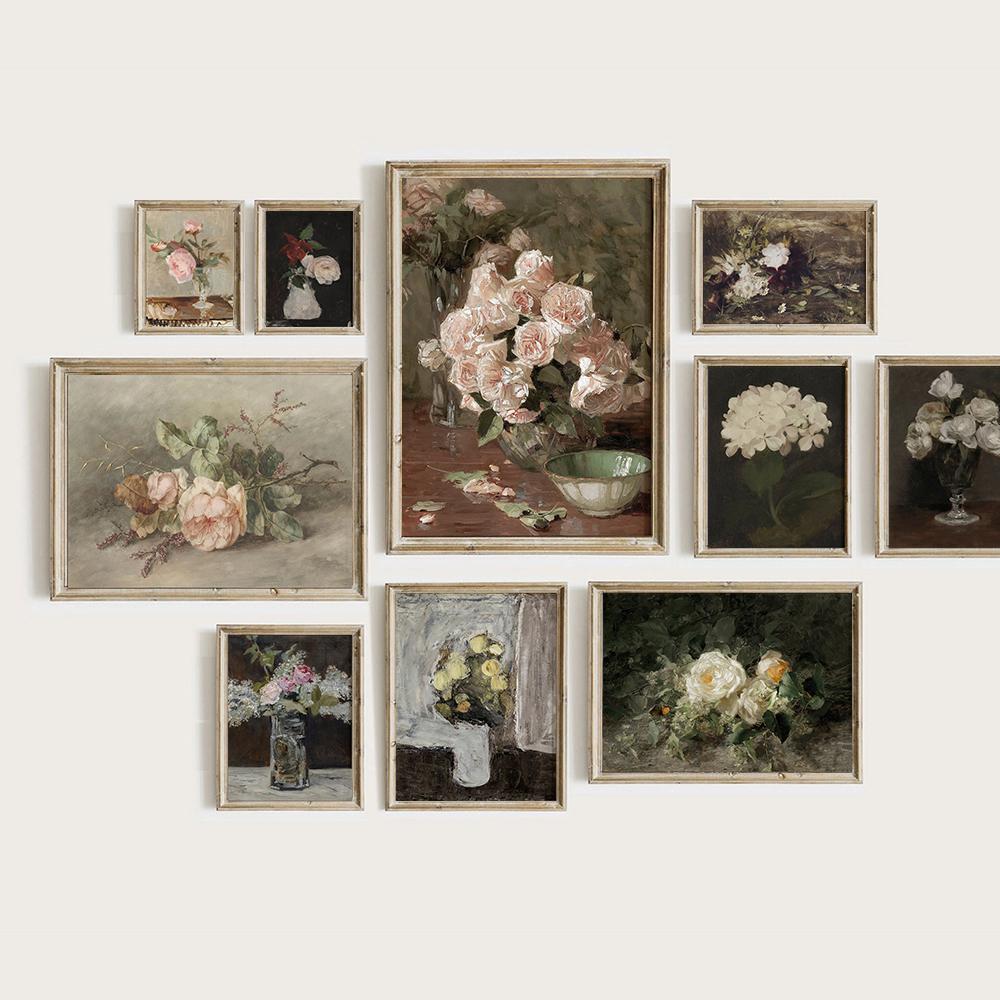 Moody Flower Canvas Painting Vintage Botanical Poster And Print Still Life Dark Flower Wall Art Picture Decoration Room Home Art