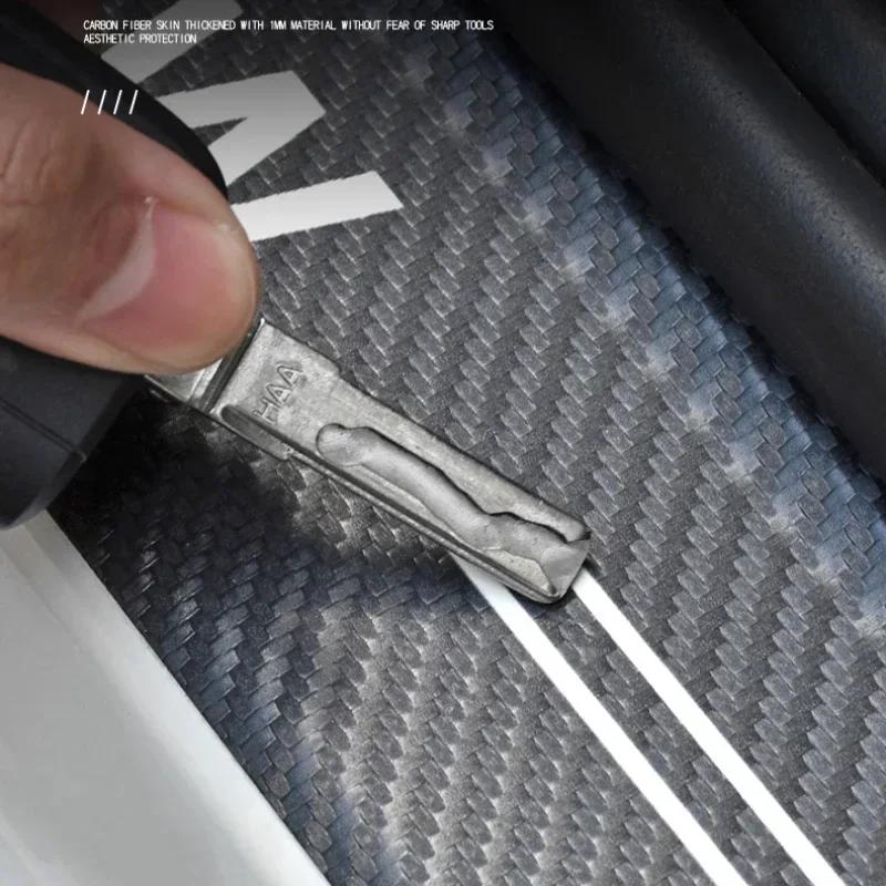 4P/Set Car Stickers Carbon Fiber Decal Door Sill Scuff Plate Covers Car Threshold Decor Trim For BMW M M3 M5 E90 E91 E60 F10 F30 pdcr06