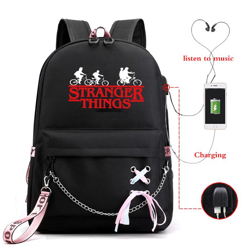 Светящийся USB-зарядный рюкзак Stranger Things для студентов