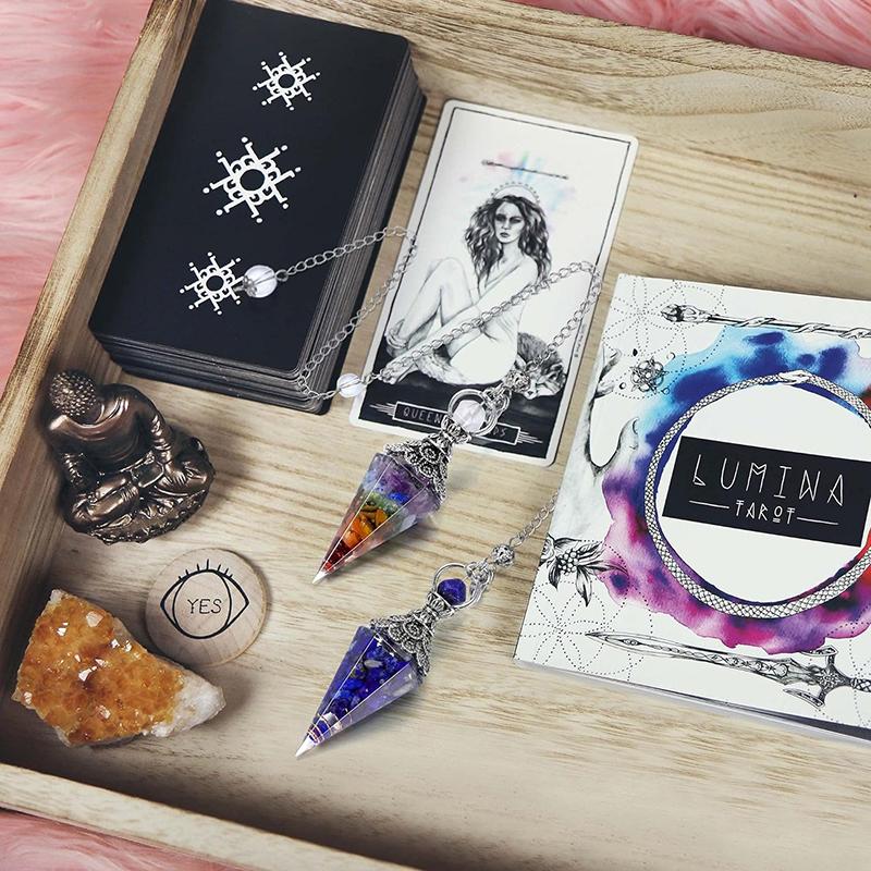 Natural 7 Chakra Healing Crystals Pendulum For Dowsing Divination Quartz Stone Pendulums Antique Reiki Pendant Jewelry