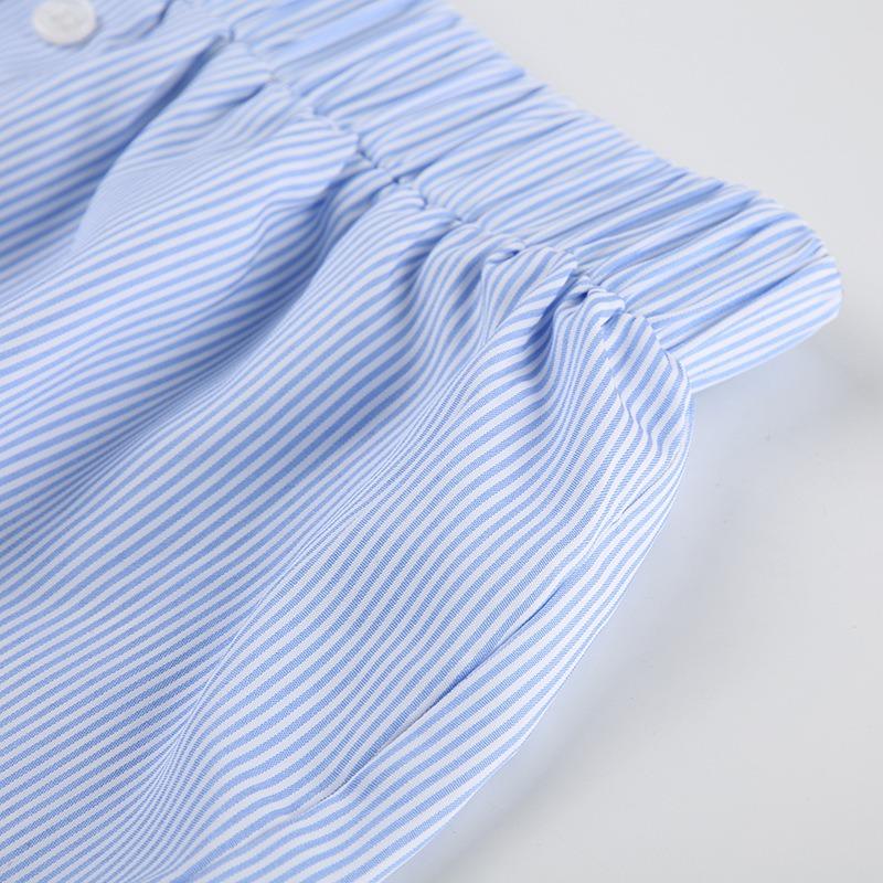 Fashion Summer Simple Striped Women Beach Shorts Loose Elastic Waist Sports Casual Short Pants Elegant Buttons Simple Basic Thin Women's Clothing