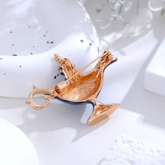 Unisex Brooch Retro Exotic Style Arabian God Lamp Glazed Enamel Anti-slip Shoulder Bag Collar Anti-exposure Pin Hat Clothes Pin