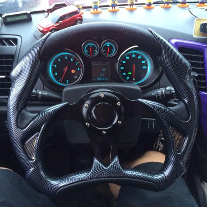 13-Inch Cool Coupe Sports Car Racing Steering Wheel Semicircular Blade, 14-Inch