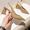 High Heels Thick Heel Femininity Pointed Single Shoes Femininity 2025 New Spring and Summer Thick Heel Empty Bag Head Sandals