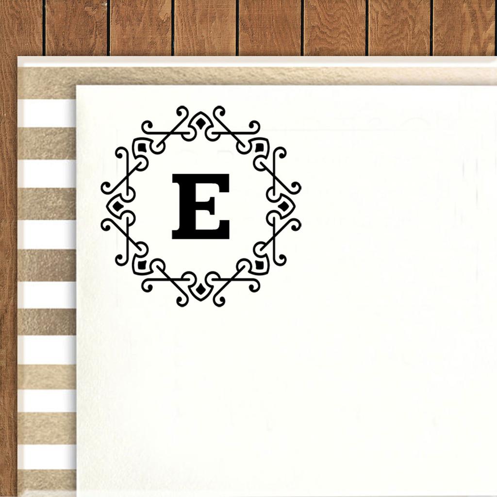 Printtoo Alphabet E Monogram Octagon Celtic Swirl Frame Self Inking Rubber Stamp Office