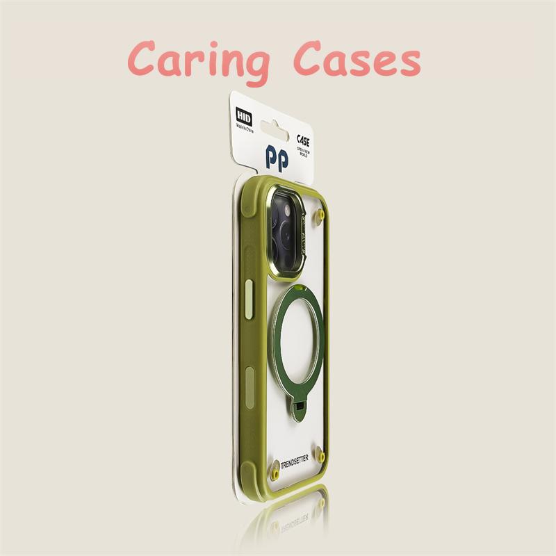 For iPhone 16 Pro Max Case Lake Blue Magnetic Stand Clear Big Cutout Reinforced Corners Anti-Drop Acrylic Cover with iphone 15