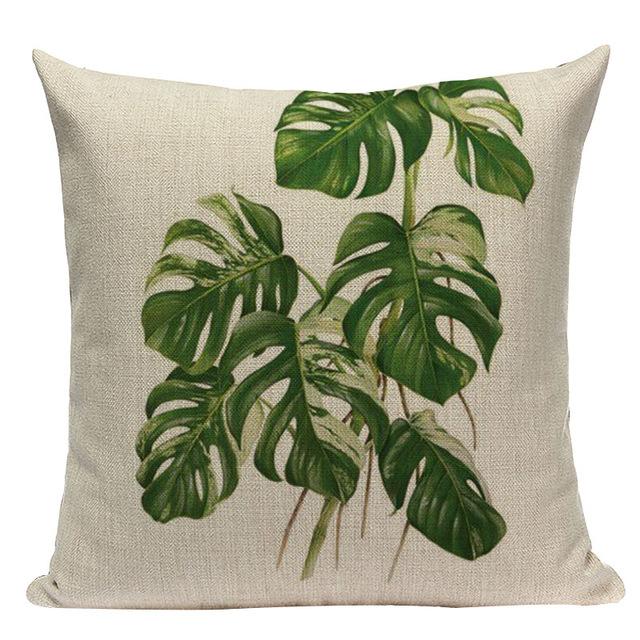 Tropical Plants Palm Tree Printed Decorative Throw Pillow Cushion Cover Case Green Leaf Leaves Cushion Case For Sofa Home