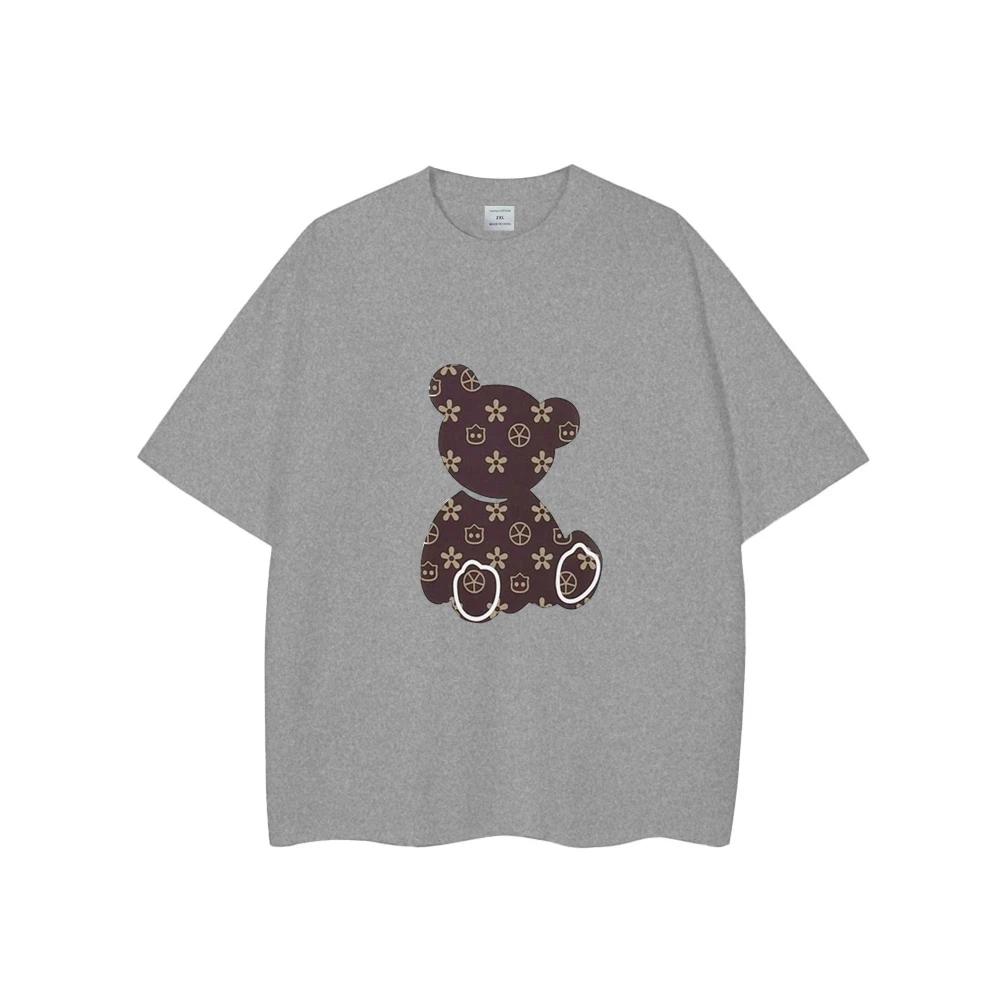 Милая футболка с принтом мультяшного медведя для мужчин, брендовая, роскошная, с круглым вырезом, с коротким рукавом, топы, футболка, повседневные мужские футболки, одежда оверсайз