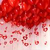 200pcs Red Heart Sequin Hanging Decorations - Valentine’s Day, Wedding & Birthday Party Decor - Glittery Plastic Heart Ornaments