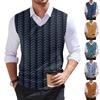 Мужская мода принтованный жилет с V-образным вырезом без рукавов трикотажный пуловер