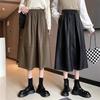 2024 Women's High-Waist A-Line Leather Midi Skirt - Autumn Slimming Dress