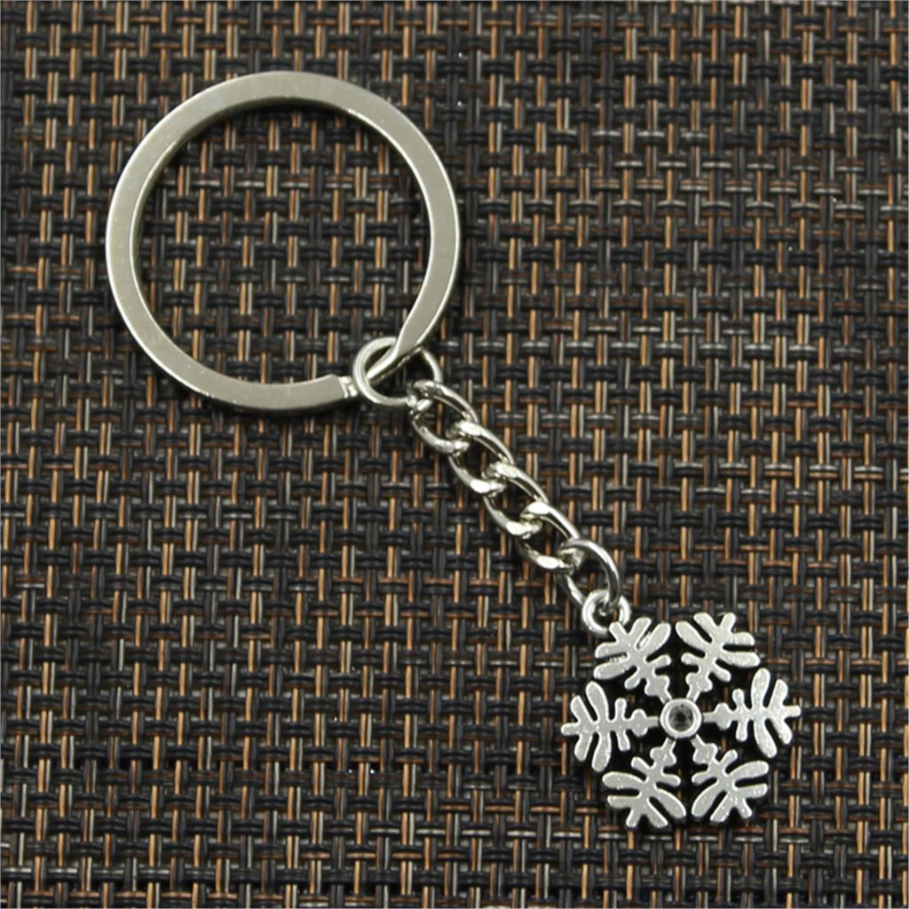 Fashion Snowflake Snow 20x23mm Pendant 30mm Key Ring Chain Bronze   Men Car Gift Souvenirs Keychain