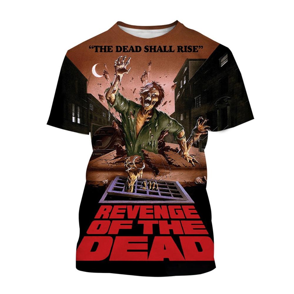 Новая классическая футболка с изображением фильма ужасов «Возвращение живых мертвецов», 3D-принт с изображением черепа зомби, унисекс, уличная одежда для детей