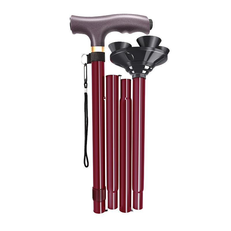 Складные костыли из алюминиевого сплава, телескопические противоскользящие посохи для пожилых людей, многофункциональная трость, фабрика посоха для скалолазания с лампой