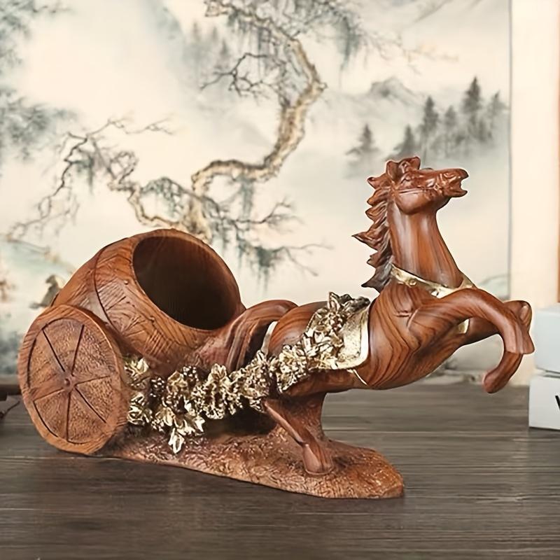 Роскошный декантер для вина в форме лошади, элегантный дизайн с виноградом из смолы для домашнего бара, гостиной и декора нового дома