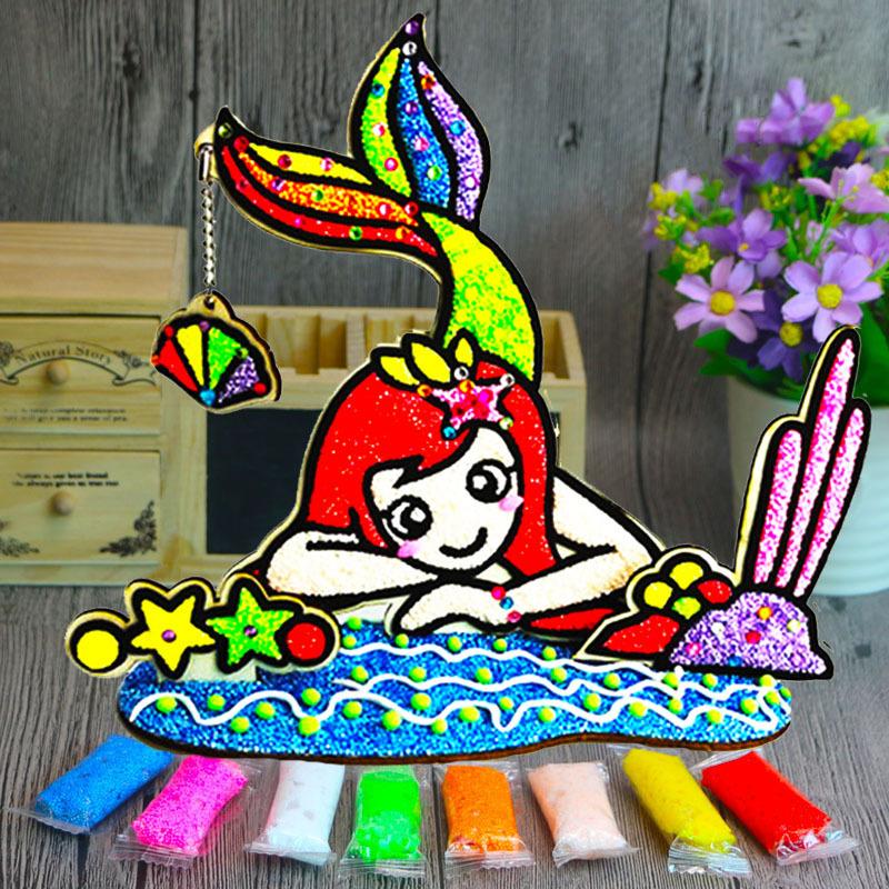 3D Wood Snowflake Clay Painting Children DIY Creative Colorful Mud Painting Board Art Painting Tool Child