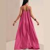 Womens Casual Spaghetti Straps Sleeveless Maxi Long Dress Summer Solid Color Beach Oversized Loose Flared Swing Dresses