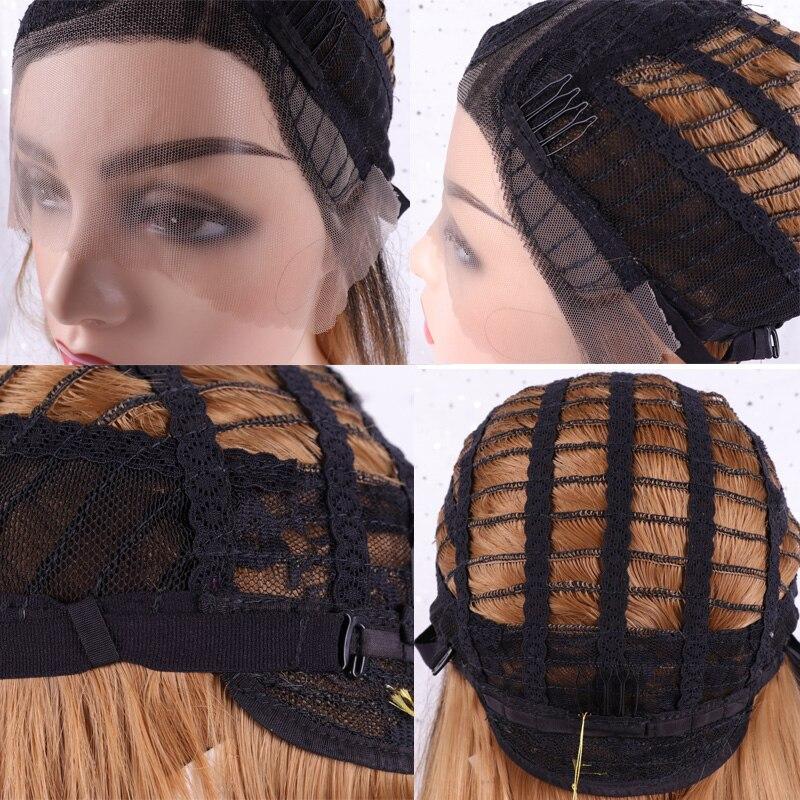 LISI HAIR Синтетический парик фронта шнурка, коричневый парик с естественной длиной волны, подходит для чернокожих женщин, термостойкий