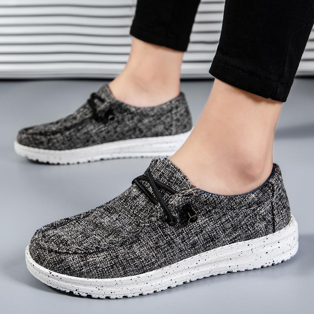 Дышащие парусиновые кроссовки без шнуровки для мужчин — нескользящая обувь для весны и лета