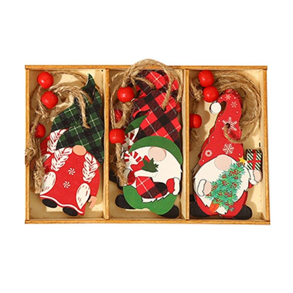 Christmas Ornaments Colorful Wooden Crafts Xmas Decor Hanging Crafts
