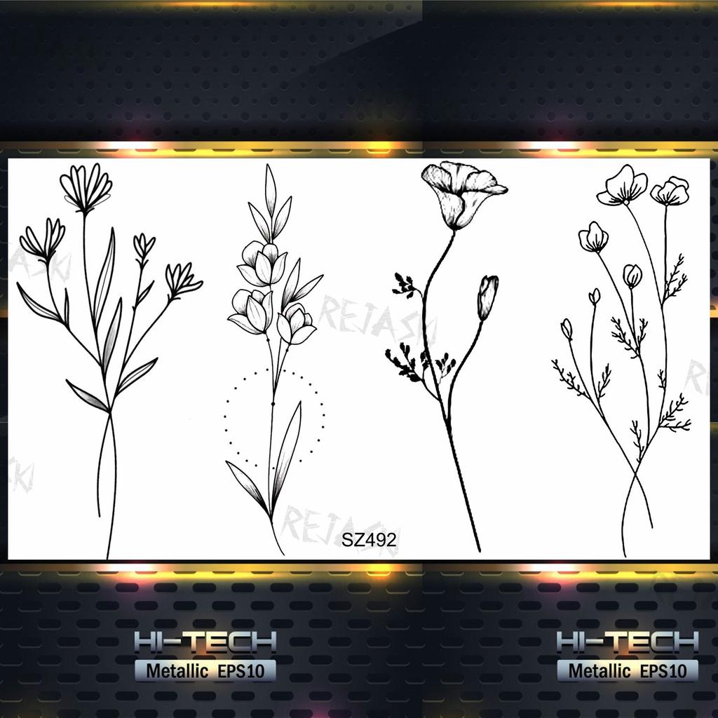 Hyacinth Daisy Temporary Tattoos For Women Girl Lavender Peony Fake Tattoo Sticker Daffodil Tulip Wrist Fashion Waterproof Tatoo