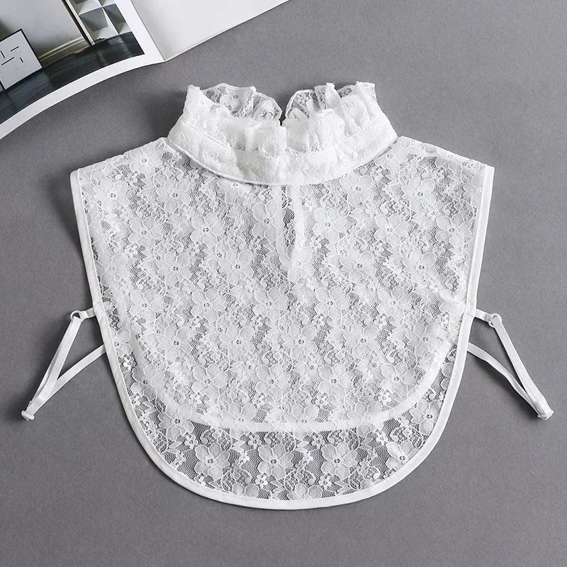 Hollow Lace Chiffon Doll Cotton Fake Collar Blouse Sweater Detachable Shirt Collar False Collar Lapel Women Top Collars Decor