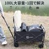 AHEAD GALE Carry Wagon Outdoor Large Capacity Folding Outdoor Wagon Carry Cart Camping Cart Equipped with Wide Tires (Black (M))