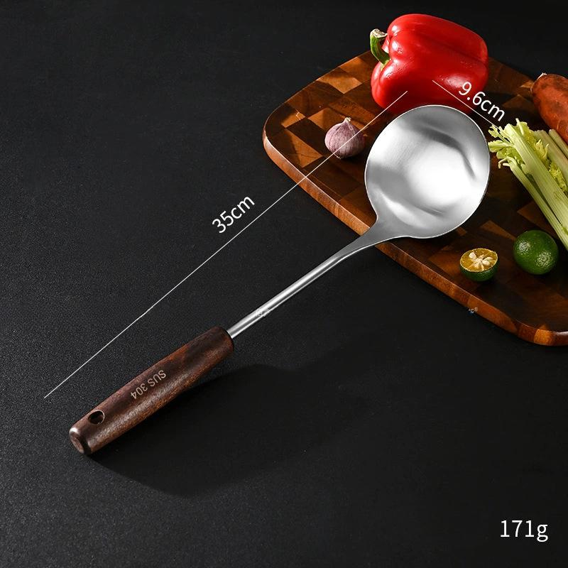304 Stainless Steel Cooking Utensil Set Vintage Wooden Handle Kitchen Tools