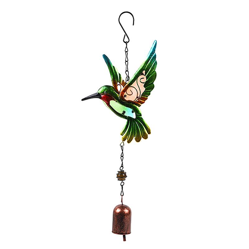 Колибри в виде колокольчика из металла, стекла, окрашенного в технике ремесла, подвесной колокольчик, птица-стрекоза, алюминиевая труба, подвесной кулон для внутреннего двора дома