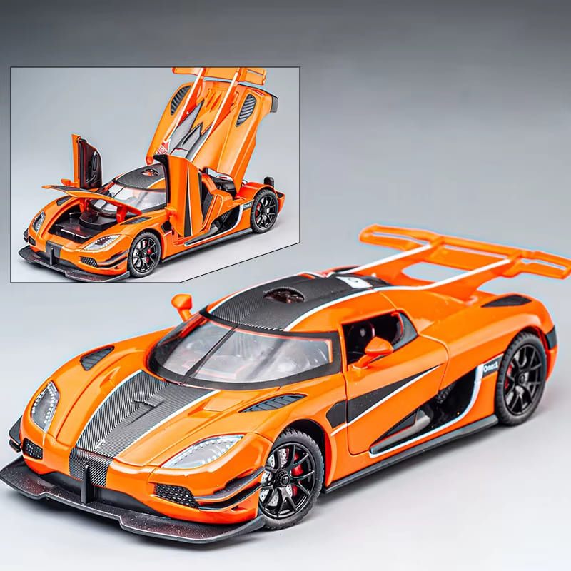 1:24 Koenigsegg ONE 1 Модель автомобиля из литого металла Модель спортивного автомобиля Моделирование Звук и свет Инерционная коллекция Детская игрушка Подарок мальчику