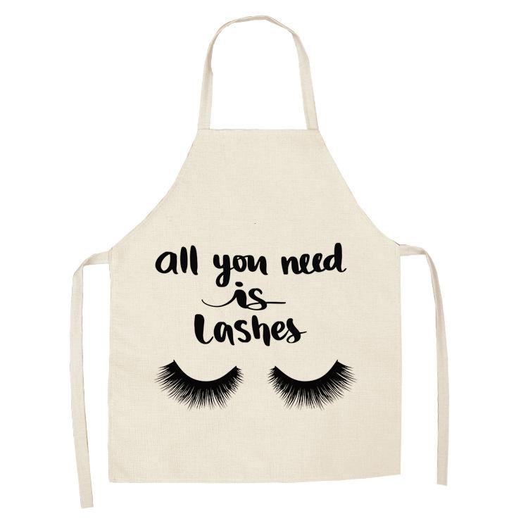 Eyelash Printing Apron Clean Art Sleeveless Home Kitchen Cooking Apron Chef Clothing Cotton Linen Bib for Adults