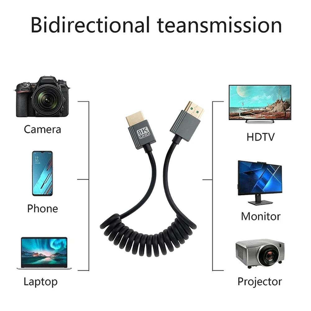 Кабель HDMI-совместимый на HDMI-совместимый 8K Ultra HD витой кабель папа-папа Экстремально тонкий кабель HDMI-совместимый 2.1 8K@60Гц 4K@120Гц