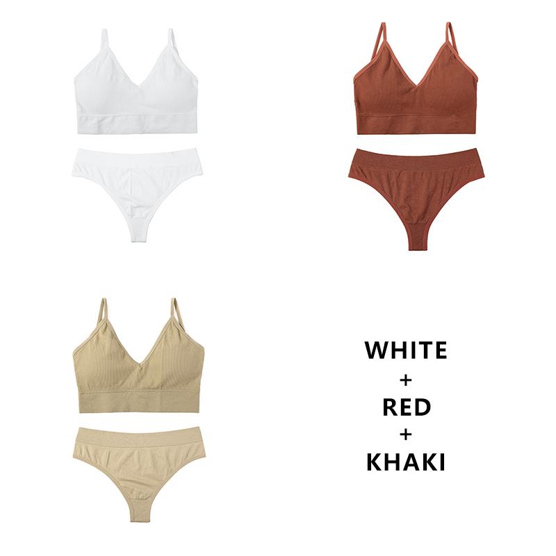 CINOON 3Pcs/Lot Women Bra Set Sexy Seamless Thong Low Waist Panties Wire Free Bra Bralette Lingerie Brassiere Female Underwear Set