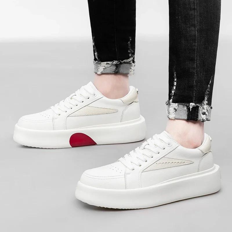 Модная повседневная кожаная вулканизированная обувь, британская натуральная кожа, толстая подошва, дизайнерская модная обувь на плоской подошве, новая трендовая обувь для ходьбы