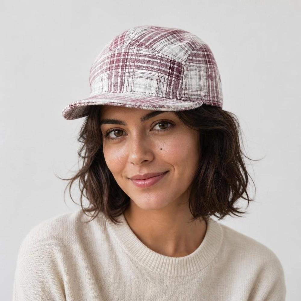 Adjustable Peaked Caps Retro Plaid Sunshade Hats Fashionable Baseball Hats Women