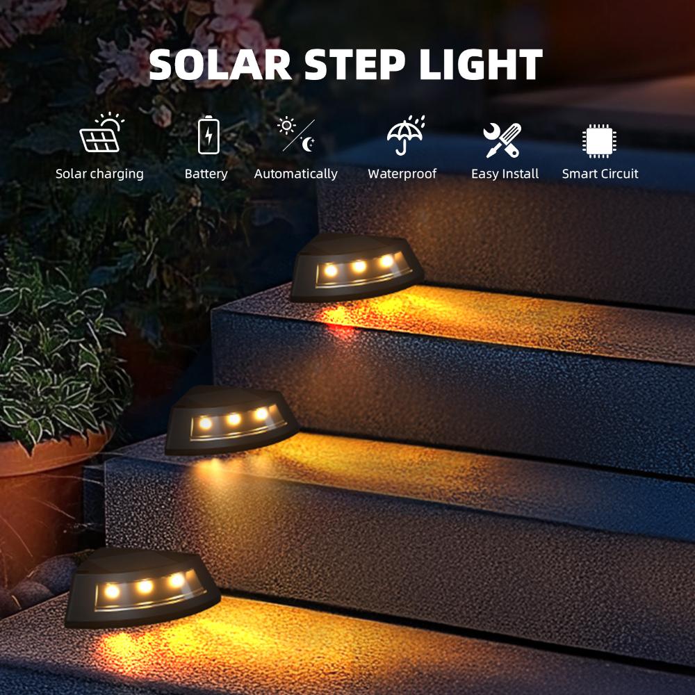 4PCS Solar Step Lamp Outdoor Home Garden Staircase Patio Lights Steps Walkway Lights Solar Lamp Outdoor LED Decorative Lights