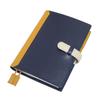 B6 Size Genuine Leather Notebook Cover with X Mustard (Ceal Al) Strap, Two-Tone CLuaR-TC (05.Navy Yellow)