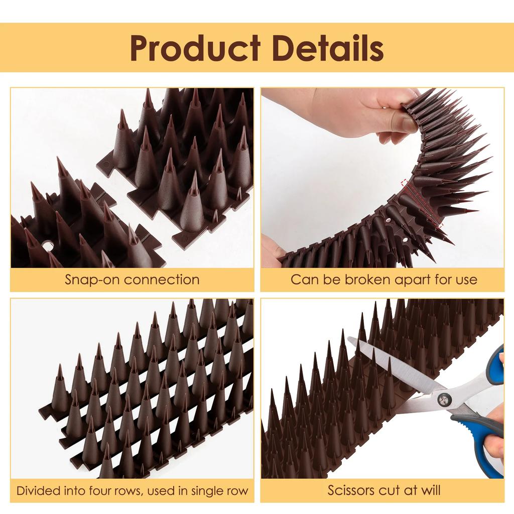 6Pcs Plastic Bird And Pigeon Spikes Fence Wall Spikes Bird Deterrent Spikes Anti Bird Spikes for Outside to Keep Birds Away NEW