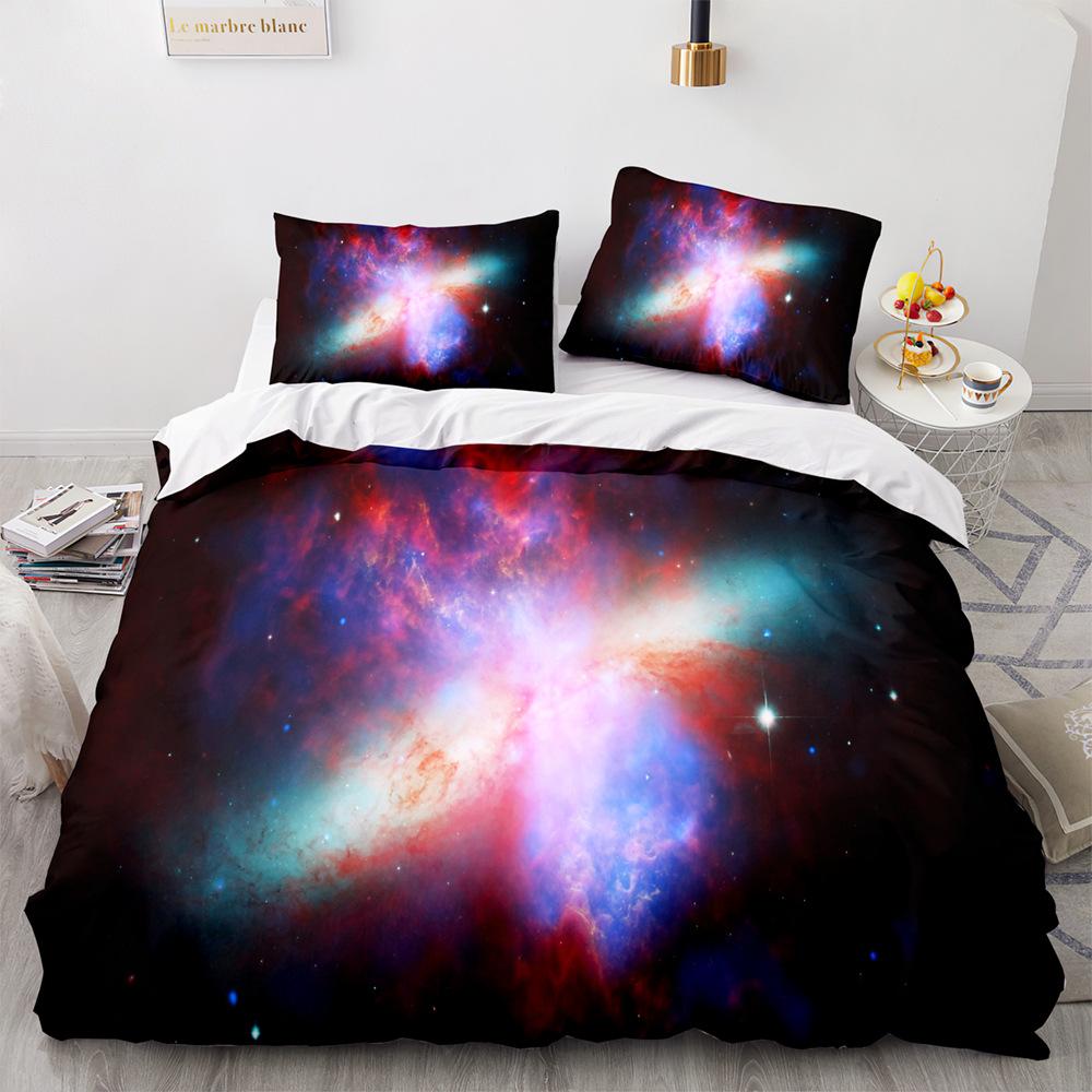 Мягкий комплект пододеяльника "Звездное небо" Размеры King/Queen Ночное небо Галактика Синий Фиолетовый Мягкий комплект постельного белья Романтический Звездный Удобный пододеяльник