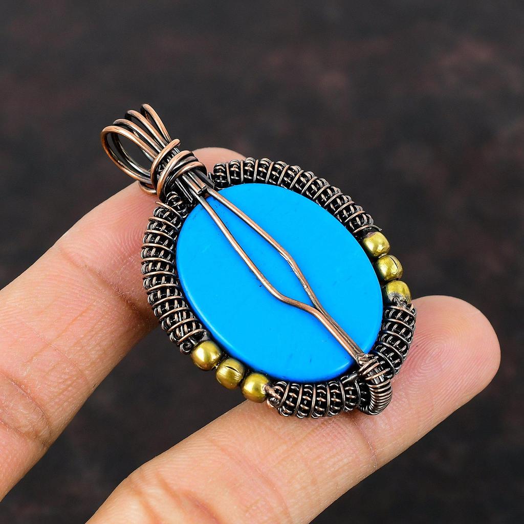 Спящая красавица, бирюзовый кулон, кулон из медной проволоки, кулон ручной работы, ювелирные изделия из медной проволоки, изящный кулон с драгоценным камнем, подарок для мамы