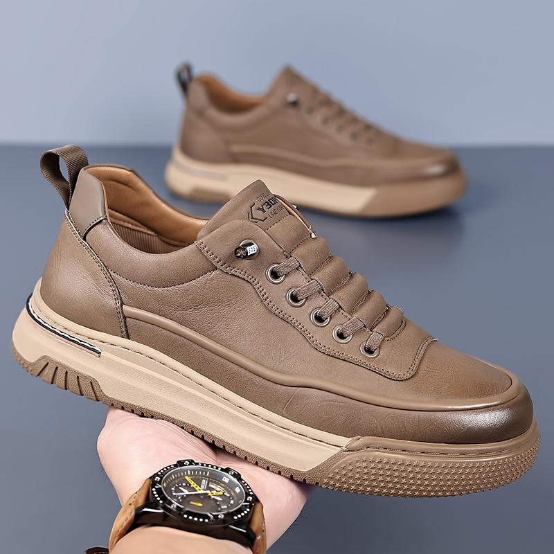 Fashion Men Casual Leather Shoes2024New Luxury Brand Genuine Leather Walking Shoes Outdoor Flat Designer Sneakers Tenis Masculino Shoes