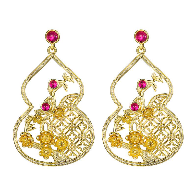 Ювелирные изделия Ювелирные серьги Золотой цвет Тыква-сокровище Ретро стиль Высококлассные Женские